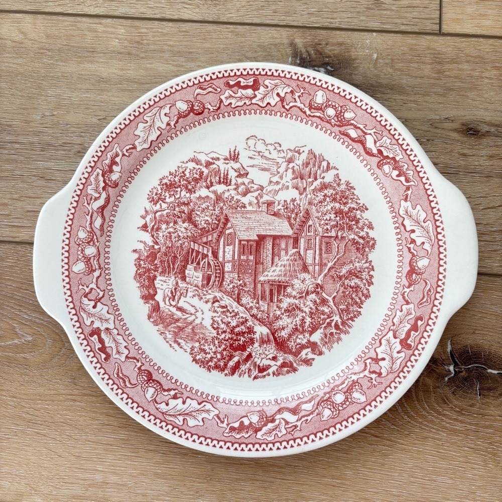 VTG Royal China Memory Lane Handled Cake Plate Dessert Tray 1965 made in USA